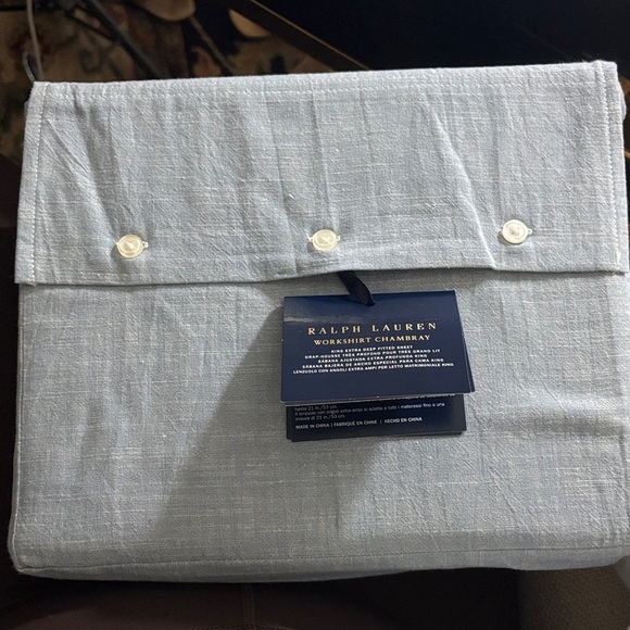 Ralph Lauren Workshirt Blue Chambray king extra deep fitted sheet